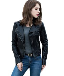 2018 Black Leather Motorcycle Biker Jacket