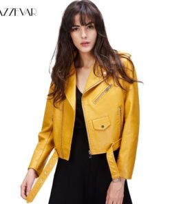 Short Washed PU Leather Jacket