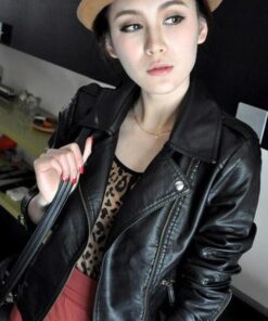 Turn Down Collar Women Leather Jackets