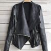 Faux Leather Zipper Jacket Casual Outwear