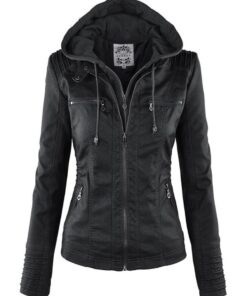 Gothic Faux Leather Jacket Women Hoodies