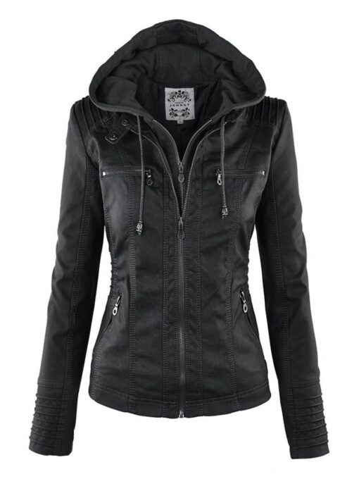 Gothic Faux Leather Jacket Women Hoodies