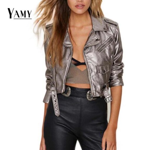 Punk Silver Short Faux Leather Jacket