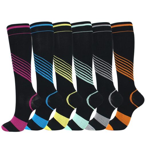 Colorful Stripe Pattern Compression Socks Men Women